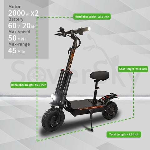 4000W Electric Motorcycle Scooter with Off-Road Tire