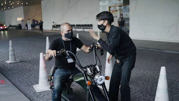 SoverSky Electric Fat Tire Chopper Scooter M1 At the Trade Show