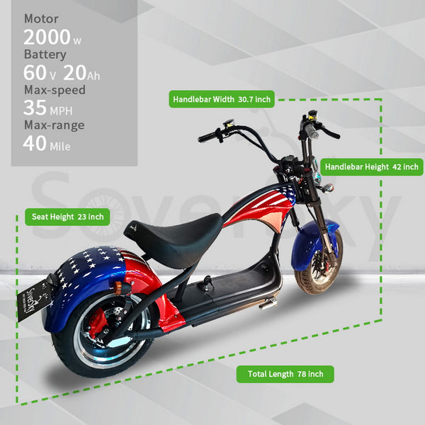 SoverSky Chopper Scooter USA 2000w Fat Tire  Details Introduction M1
